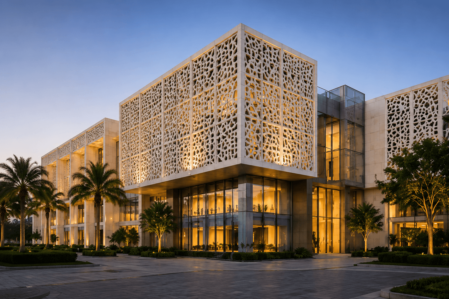 Vallalar GRC high-performance modern industrial building exterior with architectural lattice screening